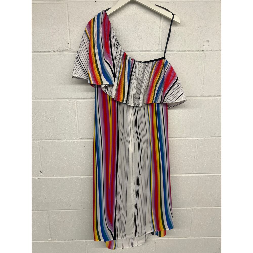 RTR Rachel Roy Plus Size 1X Multicolor Stripe Flounce One Shoulder Midi Dress - Picture 5 of 6